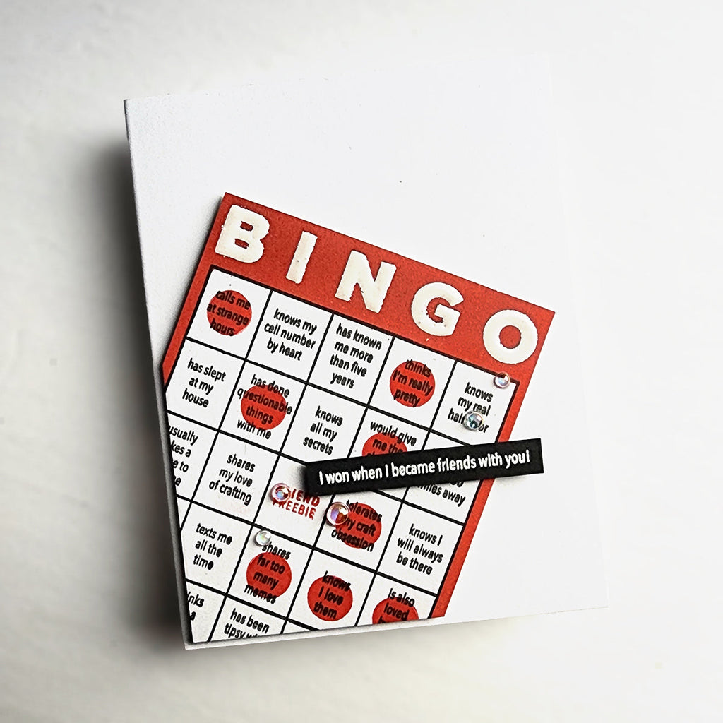 CZ Design Clear Stamps Friendship Bingo cz385c Sweetheart Friend Card