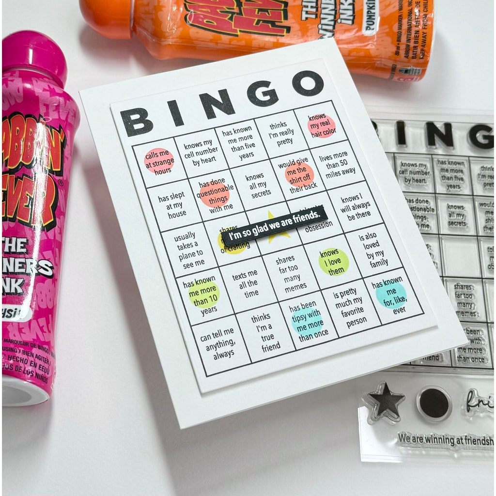 CZ Design Clear Stamps Friendship Bingo cz385c Sweetheart Friend Card