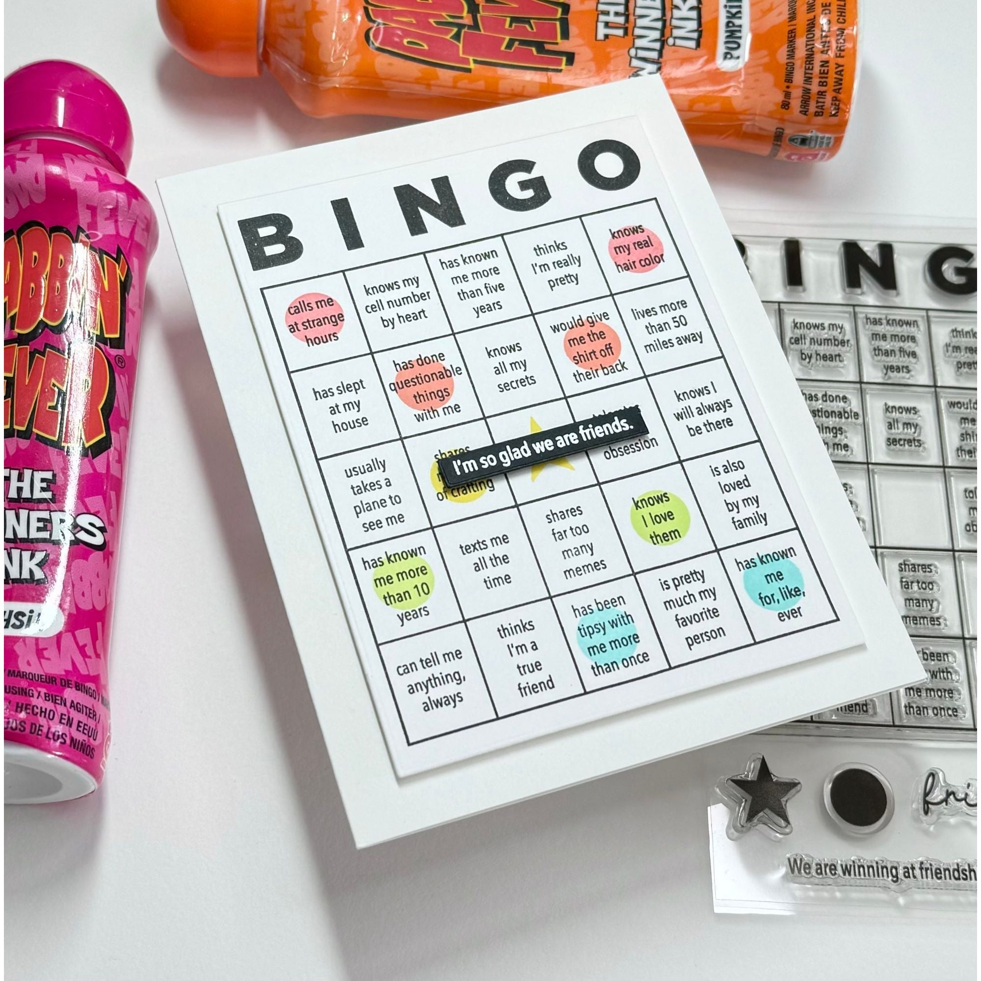 CZ Design Clear Stamps Friendship Bingo cz385c Sweetheart Friend Card