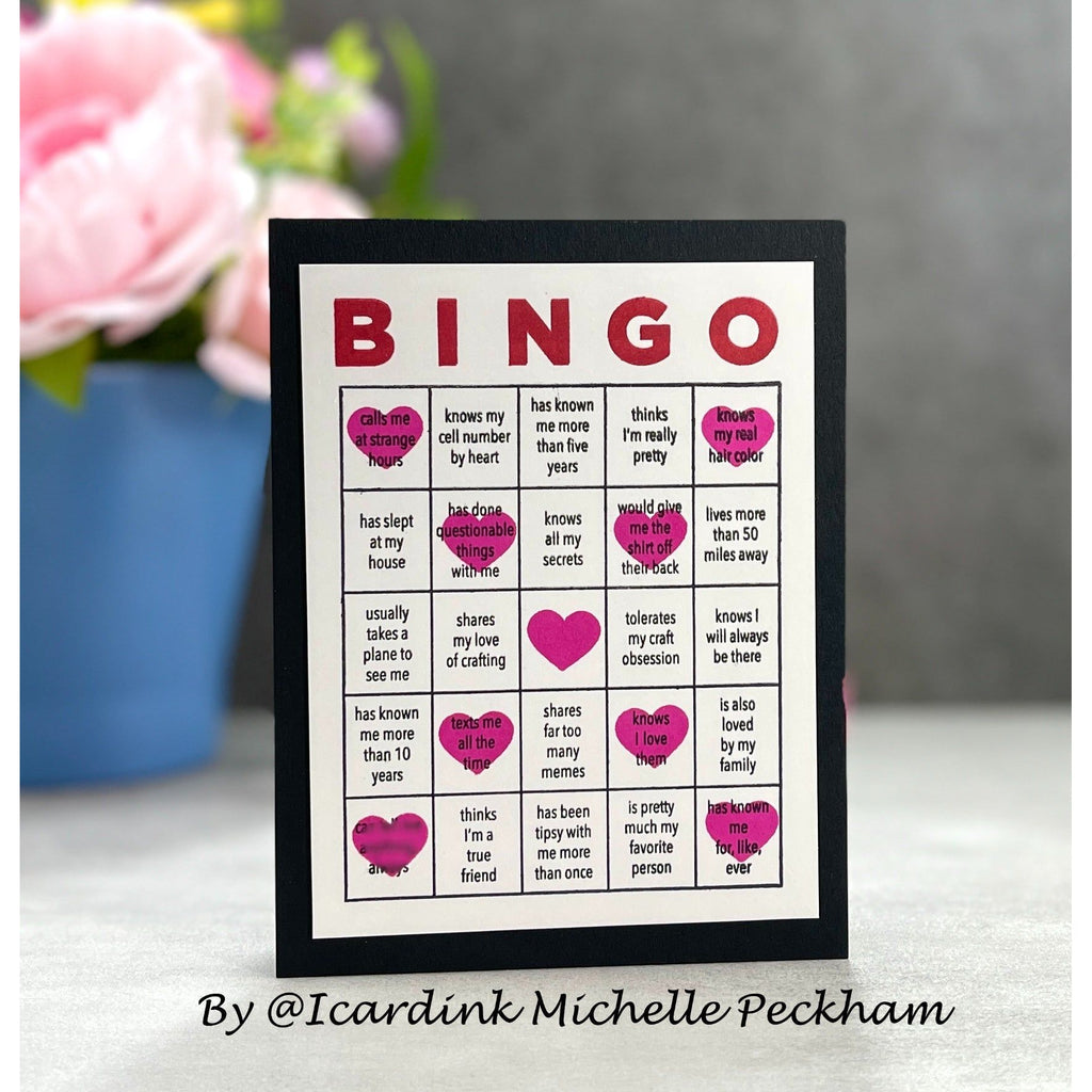 CZ Design Clear Stamps Friendship Bingo cz385c Sweetheart Friend Card