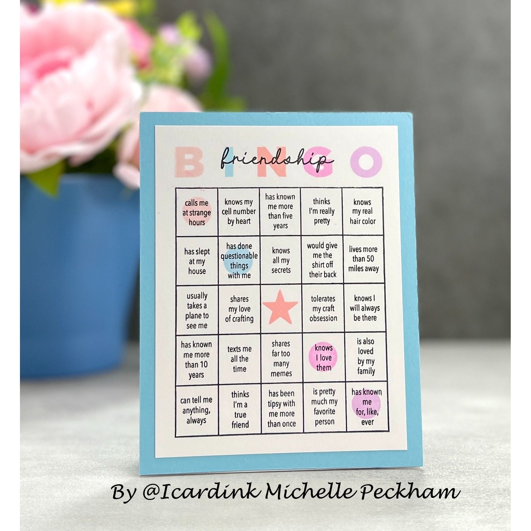 CZ Design Clear Stamps Friendship Bingo cz385c Sweetheart Friend Card