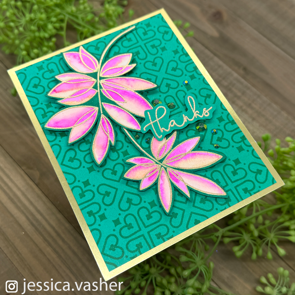 Simon Says Stencils Friendship Leafy Cluster 1016stc Sweetheart Thanks Card | color-code:ALT03