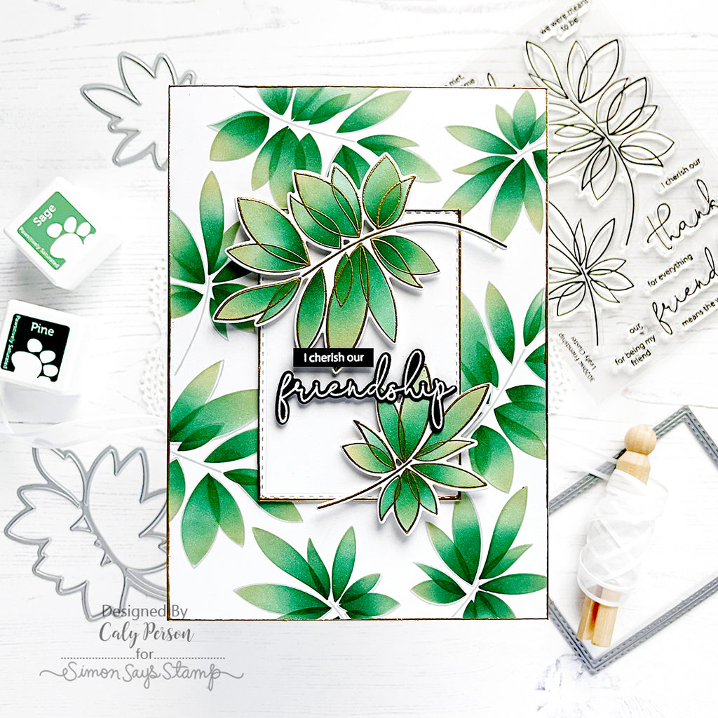 Simon Says Stencils Friendship Leafy Cluster 1016stc Sweetheart Friend Card | color-code:ALT02