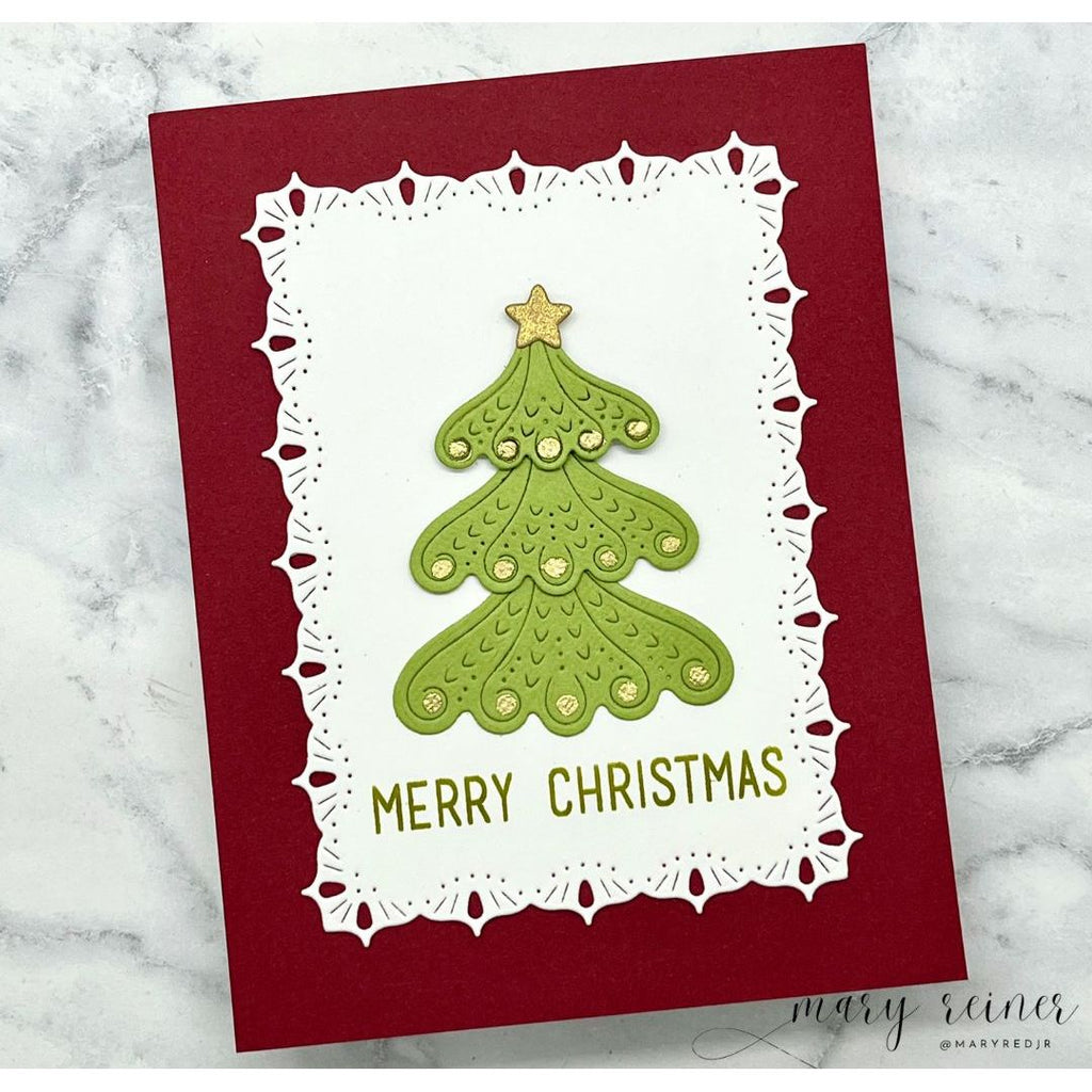 Simon Says Stamp Frosty Nordic Tree Wafer Dies s1083 Sugar and Spice Holiday Card