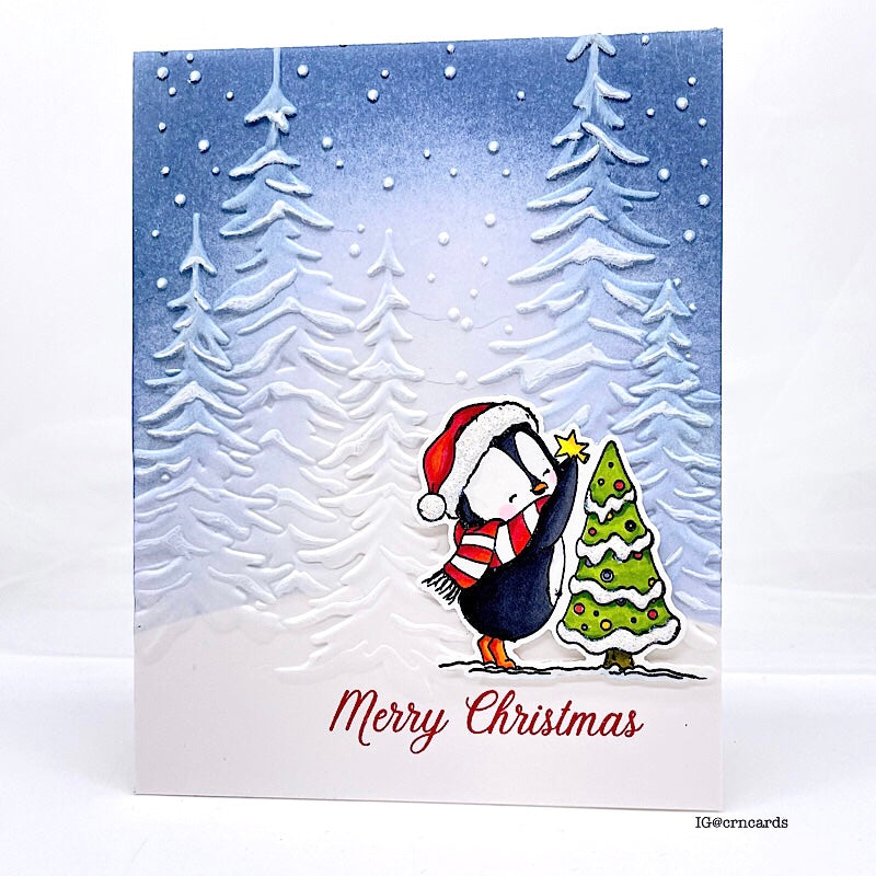 Simon Says Stamp Embossing Folder Frosty Pines sf421 Festive Fun Christmas Card