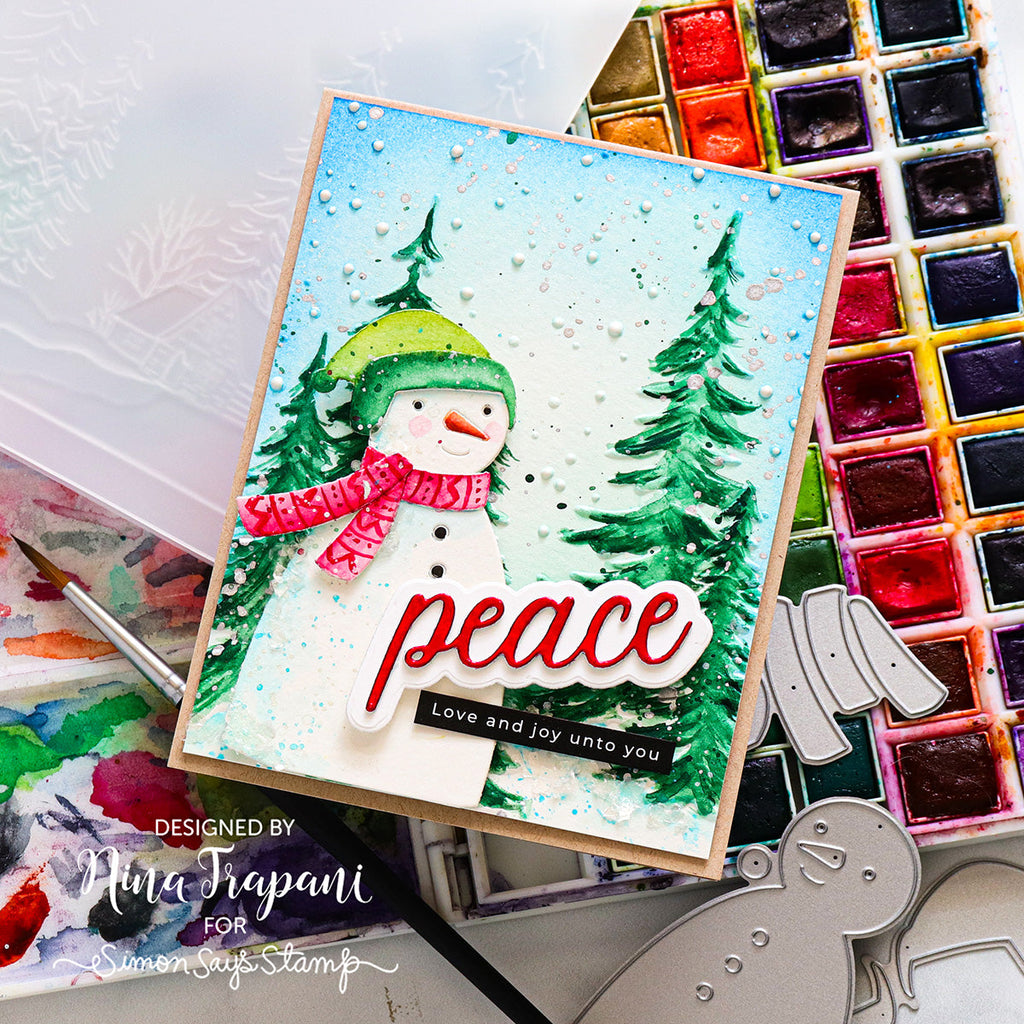 Simon Says Stamp Embossing Folder Frosty Pines sf421 Festive Fun Christmas Card