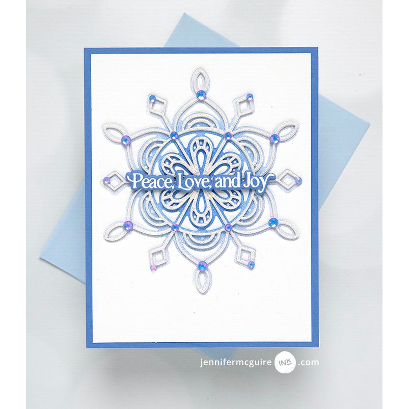 Simon Says Stamp Frozen Fractal Hope Wafer Dies 1746sd Stamptember Jennifer McGuire Lacy Christmas Card