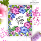 Simon Says Stamp Embossing Folder Fun Floral Frame sf478 Happy Camper Happy Day Card | color-code:ALT06