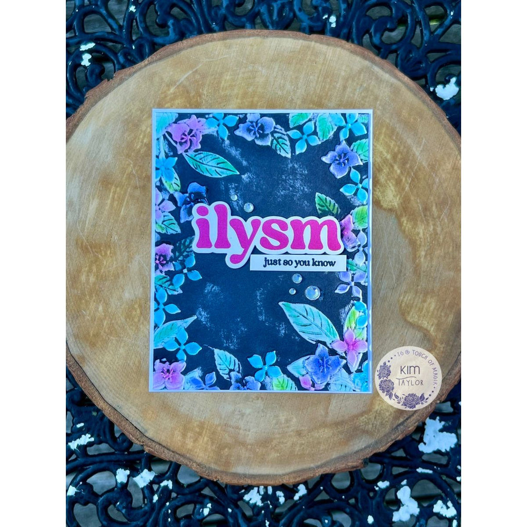 Simon Says Stamp Embossing Folder Fun Floral Frame sf478 Happy Camper ILYSM Card 