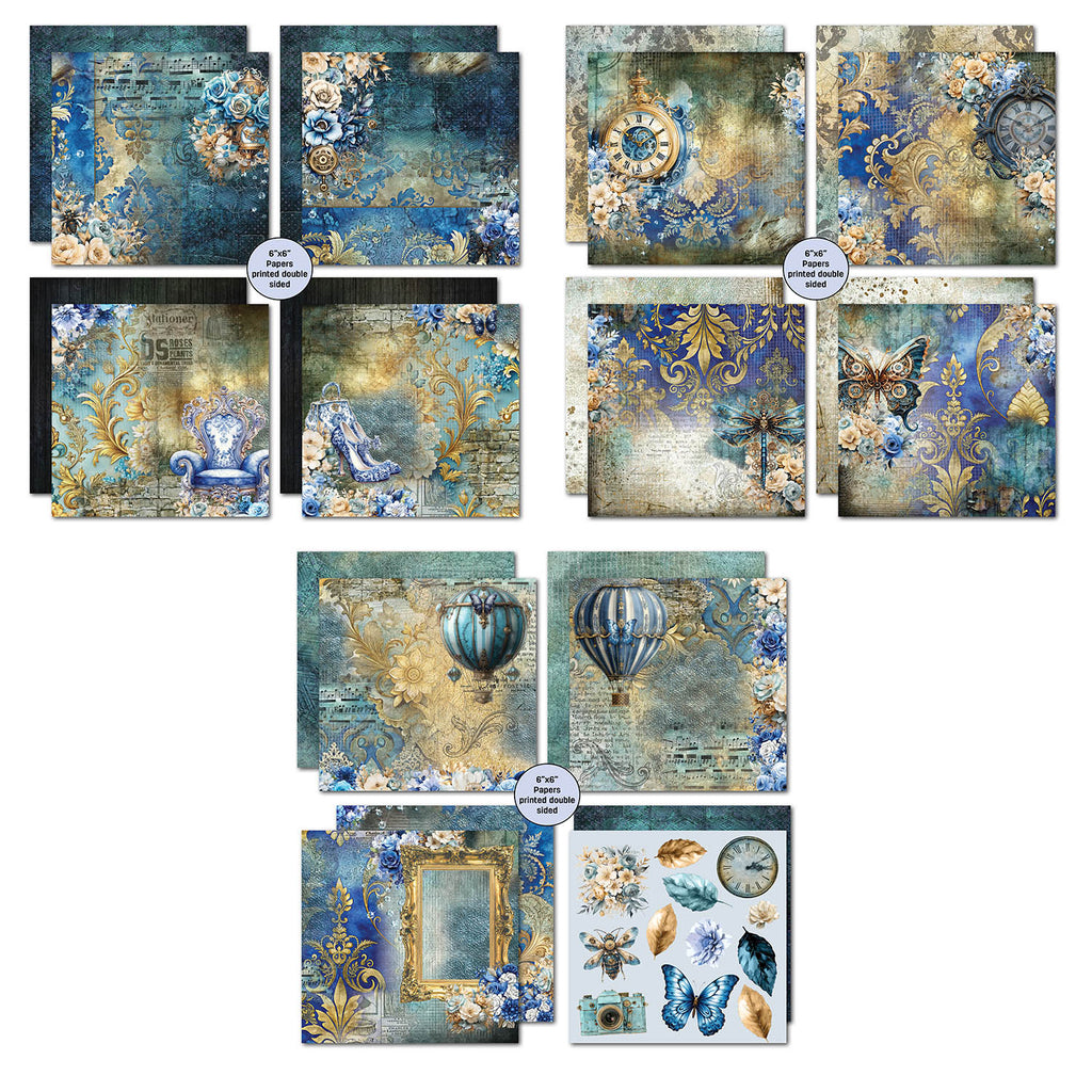 3Quarter Designs Grunged Baroque 6x6 Paper Pack 3q-pp6-grungedbaroque sheets