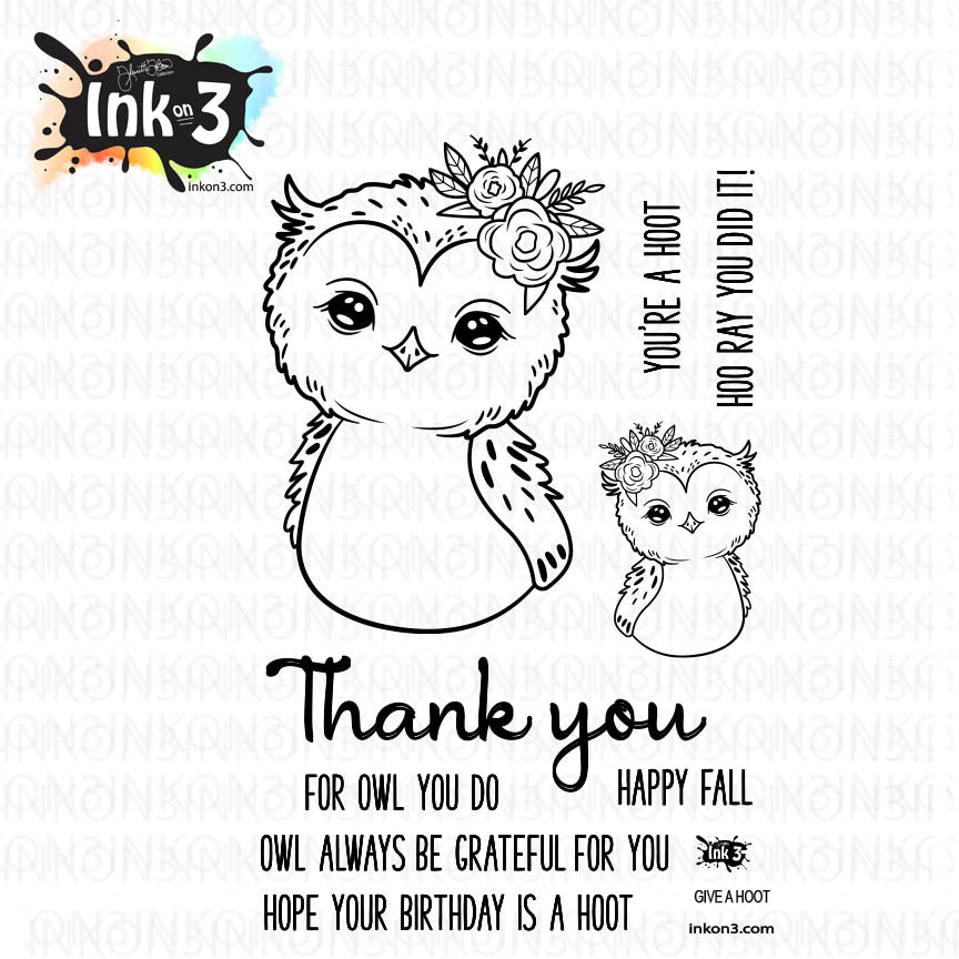 Inkon3 Give A Hoot Clear Stamps
