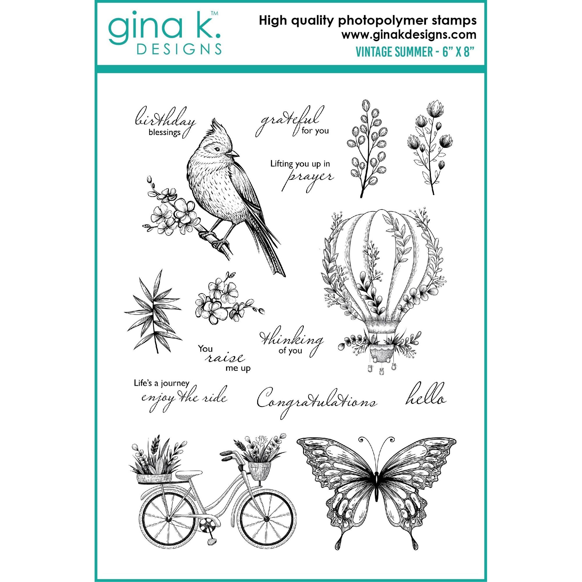 Gina K Designs Vintage Summer Clear Stamps gkd171