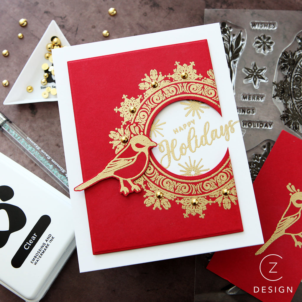 Gina K Designs STAMPtember Exclusive Shimmering Season Stamps sss202773c Christmas Card