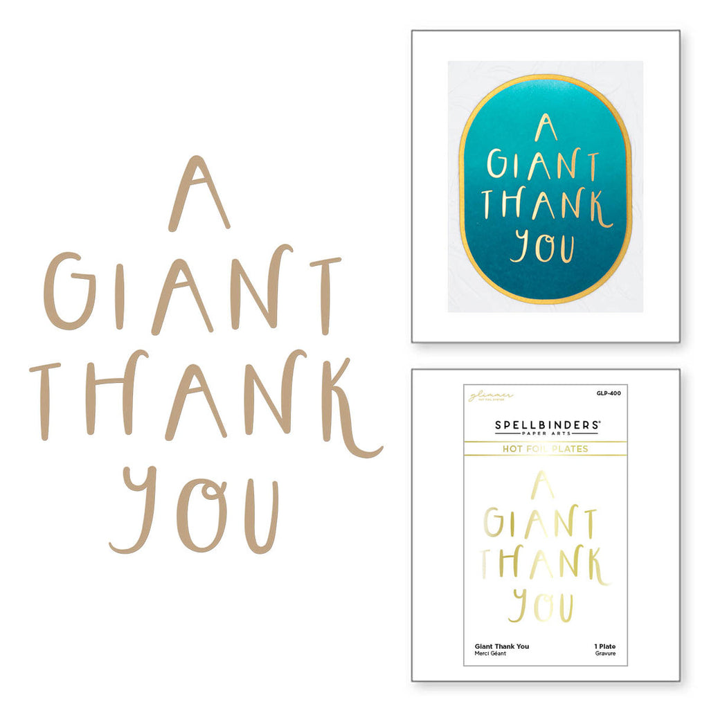 GLP-400 Spellbinders Giant Thank You Glimmer Hot Foil Plate Thank You