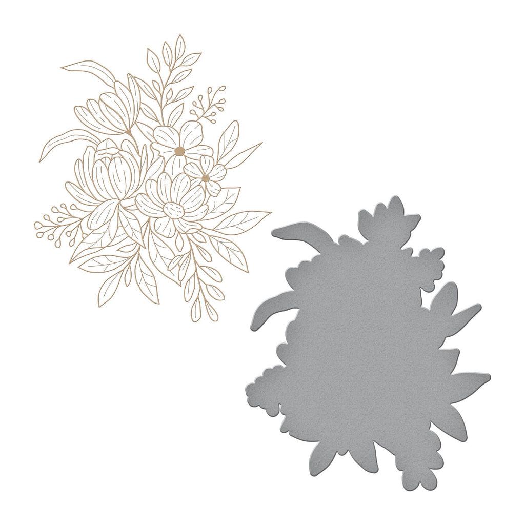GLP-409 Spellbinders Hexi-Gem Blooms Glimmer Hot Foil Plate and Die Set