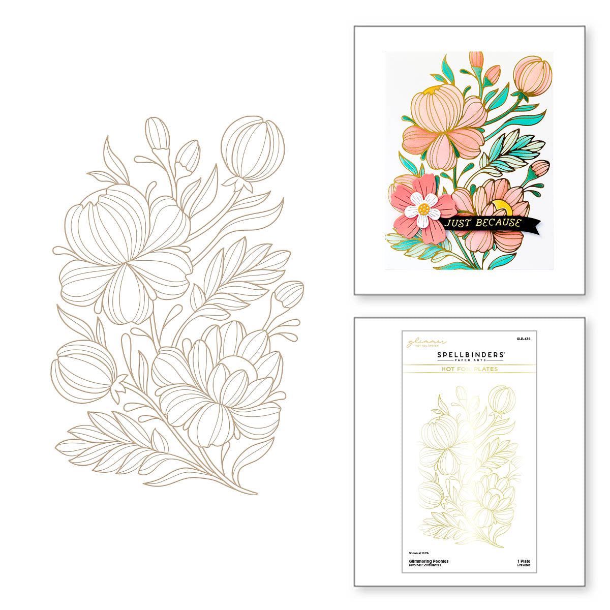 Spellbinders Glimmering Peonies Glimmer Hot Foil Plates glp-436 product image