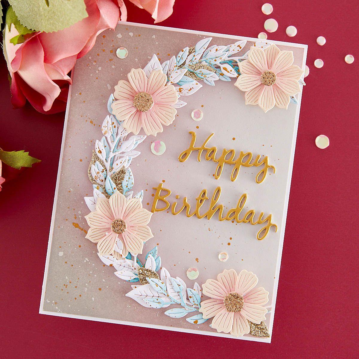 s5-598 Spellbinders Garden Wreath Add-Ons Etched Dies happy birthday