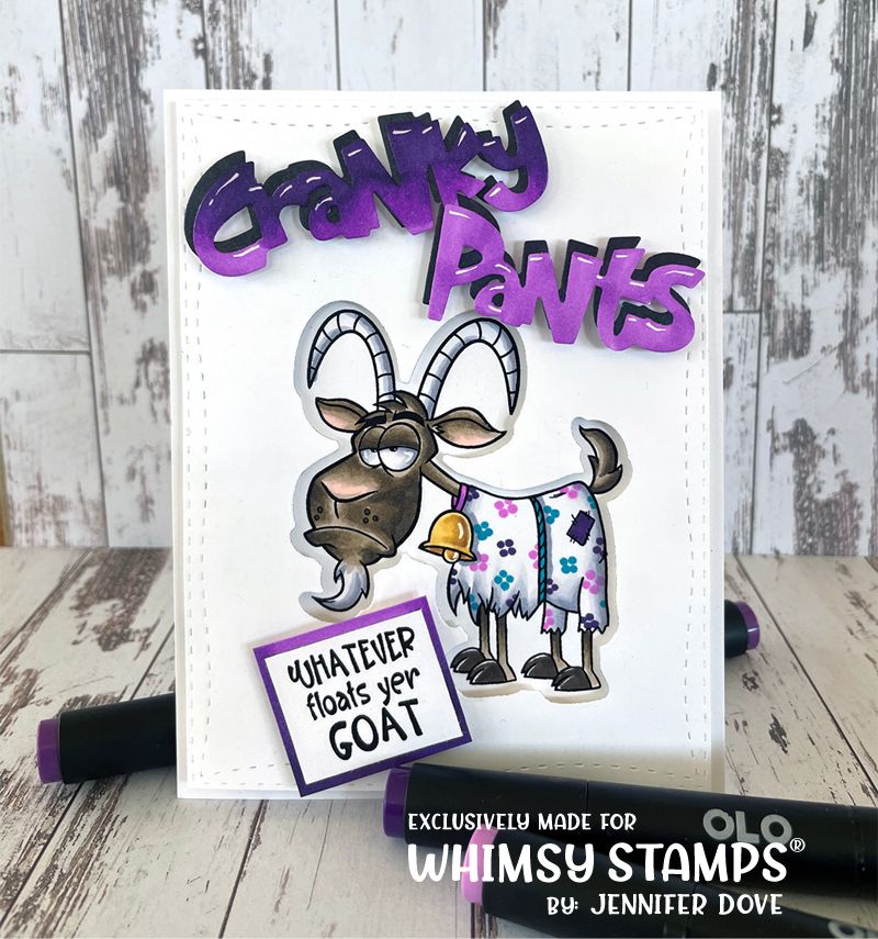 Whimsy Stamps Cranky Pants Words Dies WSD194 Goat