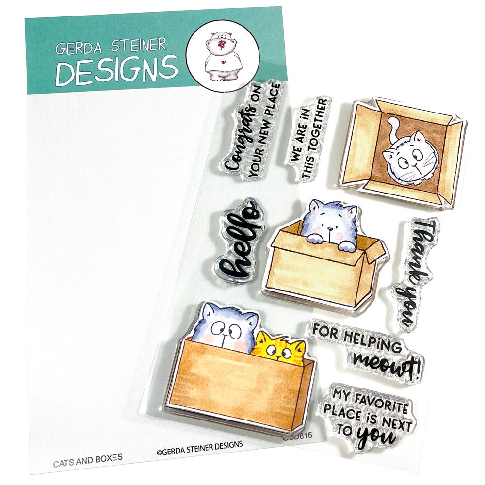 Gerda Steiner Designs Cats and Boxes Clear Stamp Set Gerda Steiner Designs Cats and Boxes Clear Stamp Set