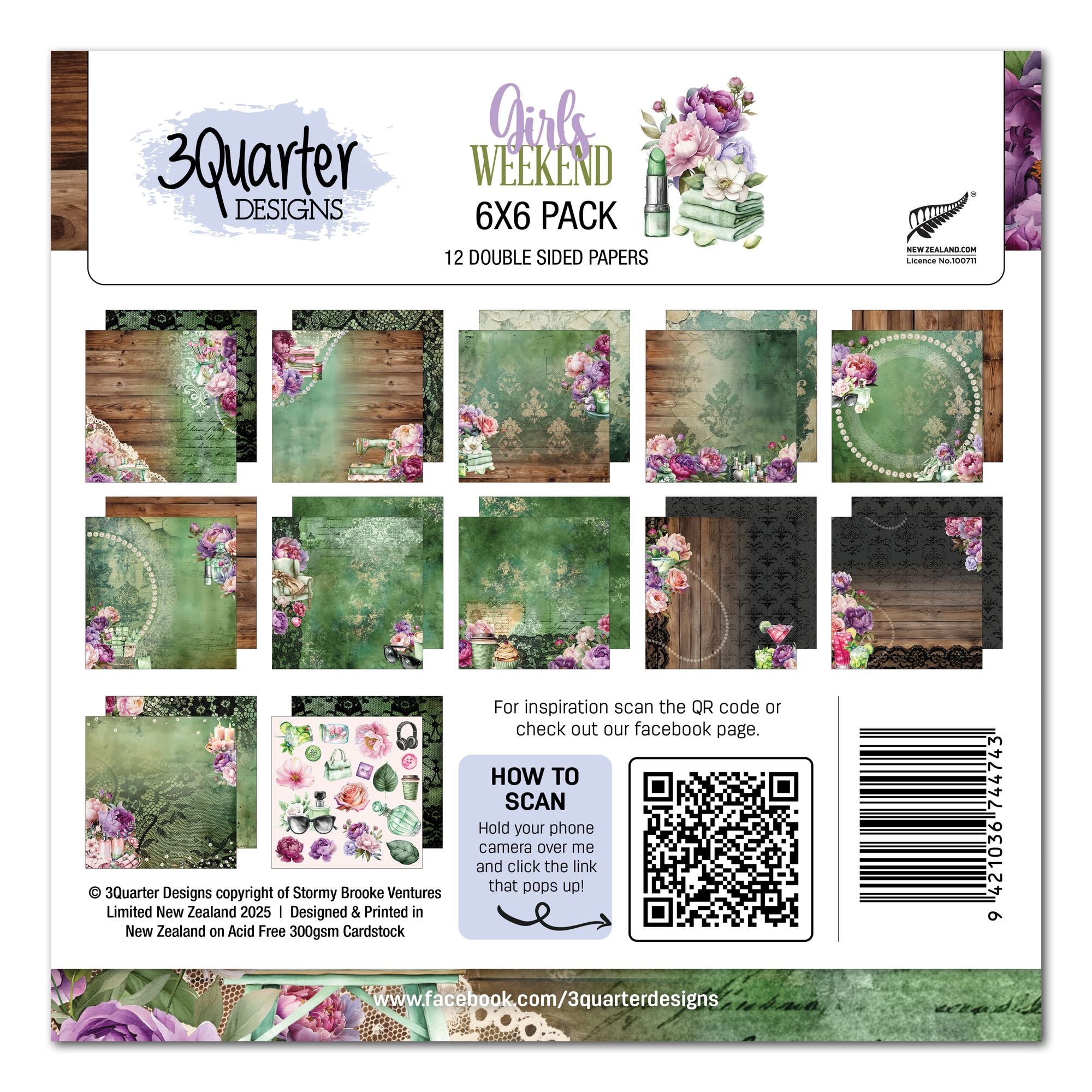 3Quarter Designs Girls Weekend 6x6 Paper Pack 3q-pp6-girlsweekend