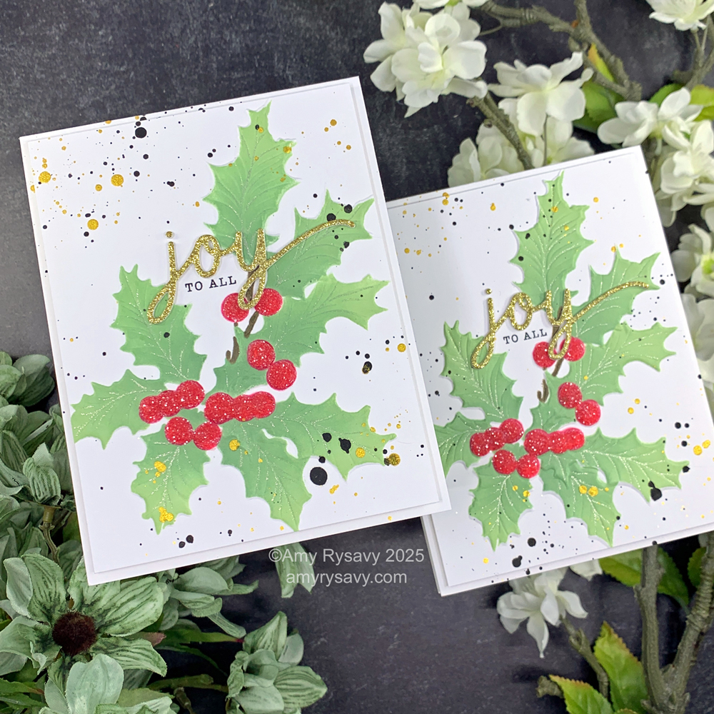 Simon Says Stamp Set of 3 Stencils Gathered Holly 1111stc Christmas Cards | color-code:ALT01