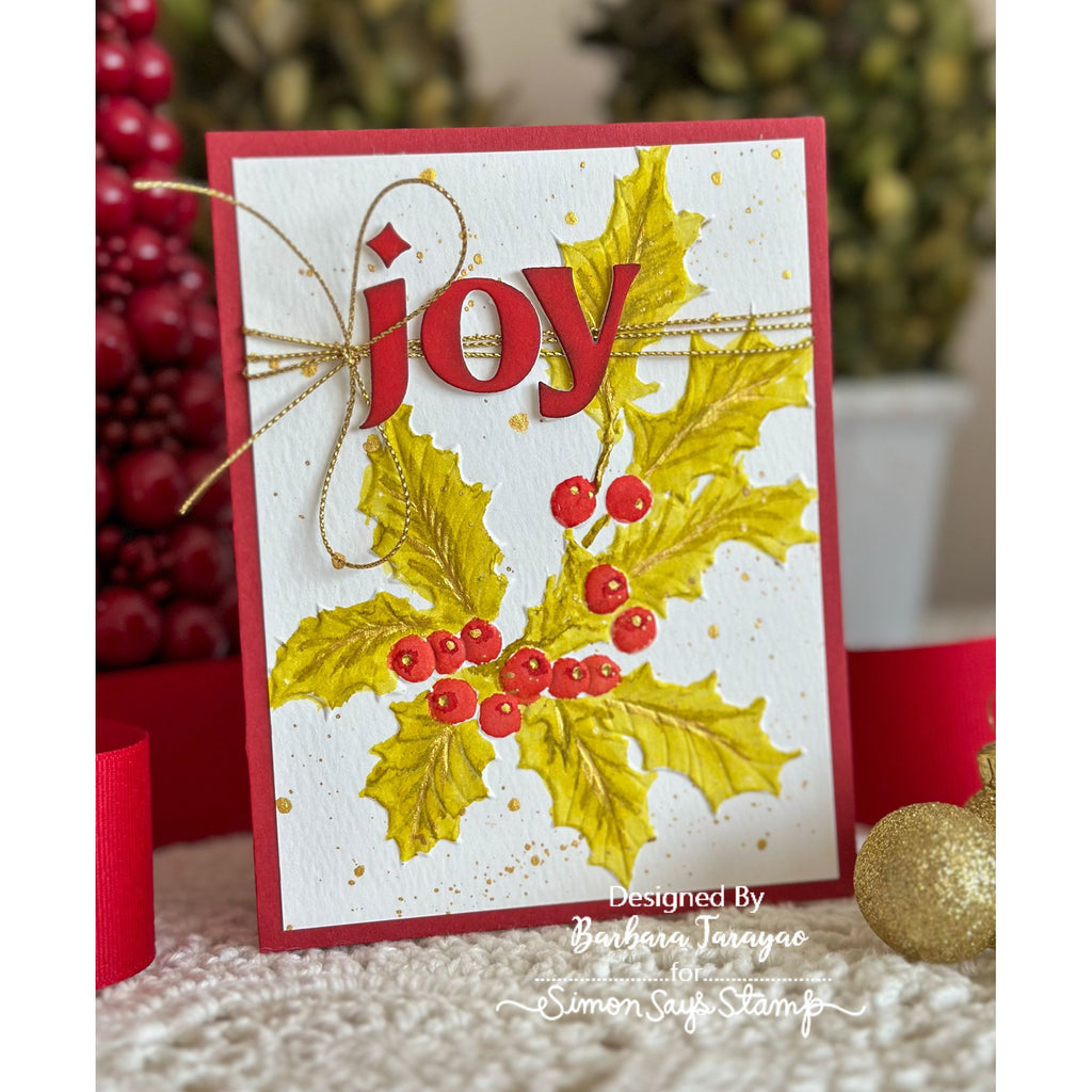 Simon Says Stamp Embossing Folder Gathered Holly sf521 Christmas Card