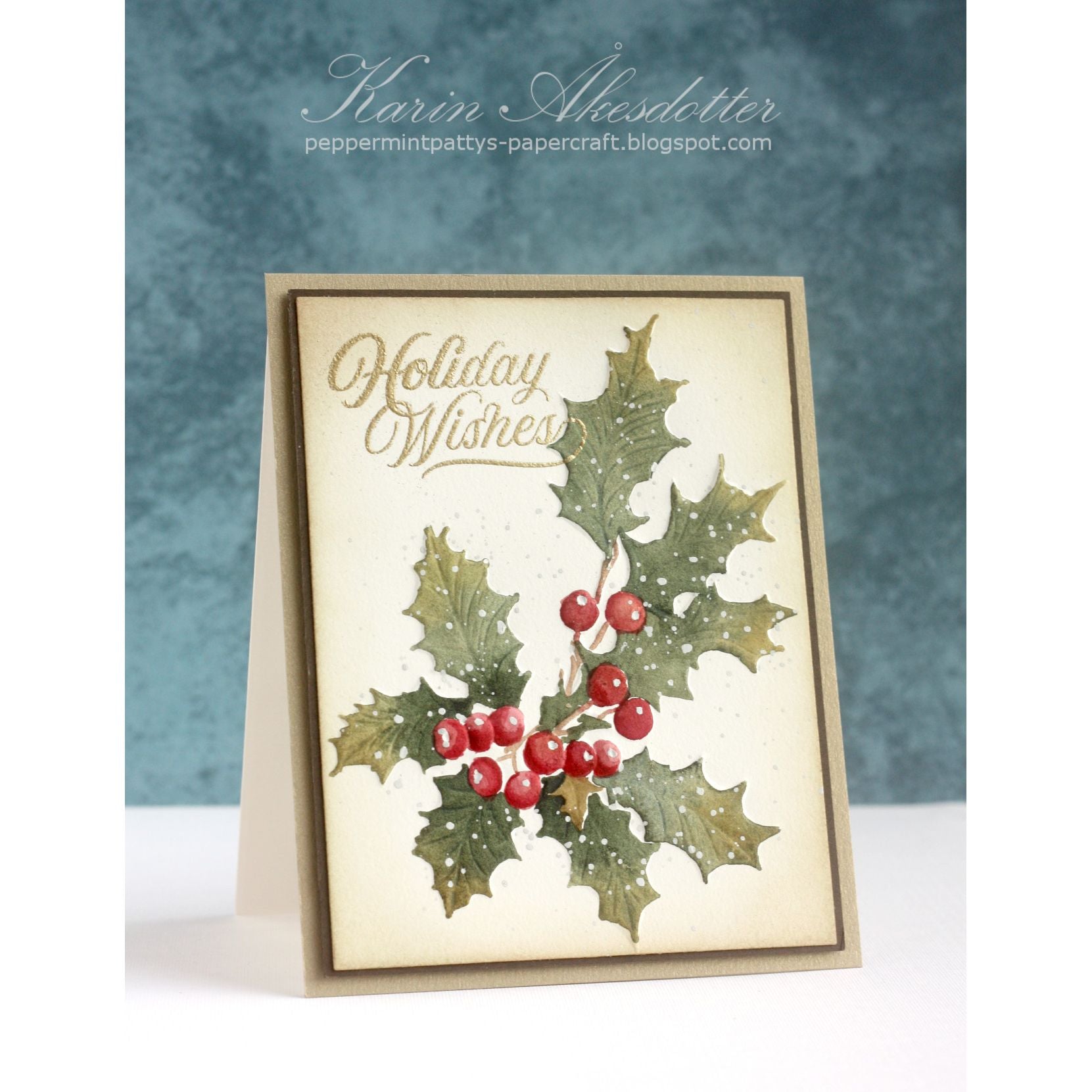 Simon Says Stamp Embossing Folder Gathered Holly sf521 Christmas Card | color-code:ALT02