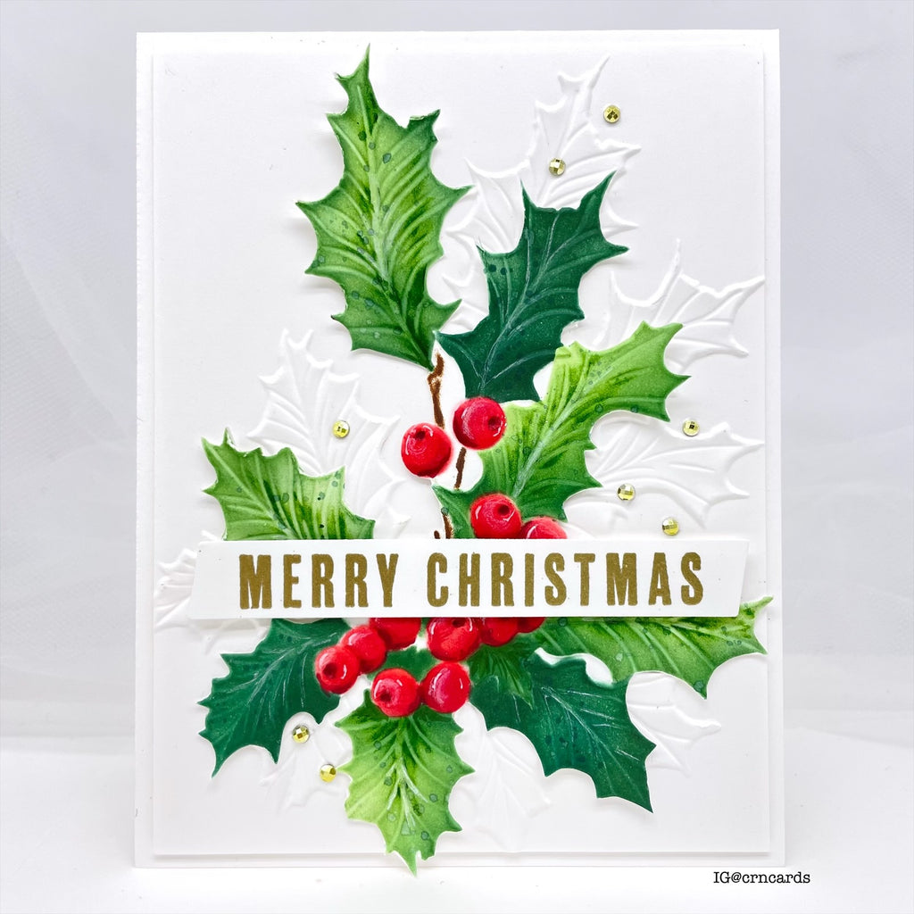 Simon Says Stamp Embossing Folder Gathered Holly sf521 Christmas Card