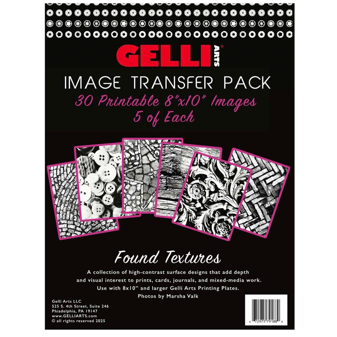 Gelli Arts Image Transfer Printables 8x10 Pack Found Textures