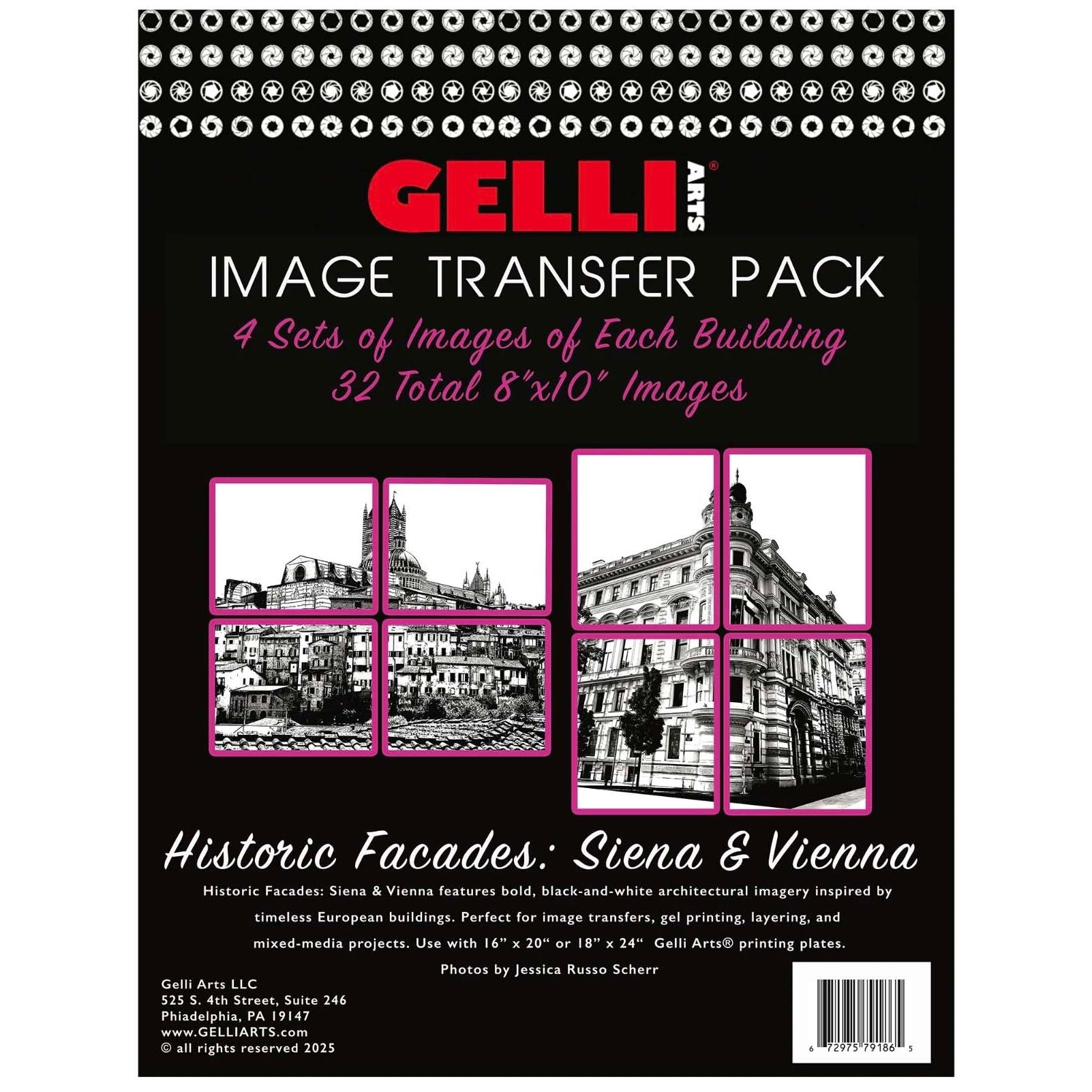 Gelli Arts Image Transfer Printables 8x10 Pack Historic Facades