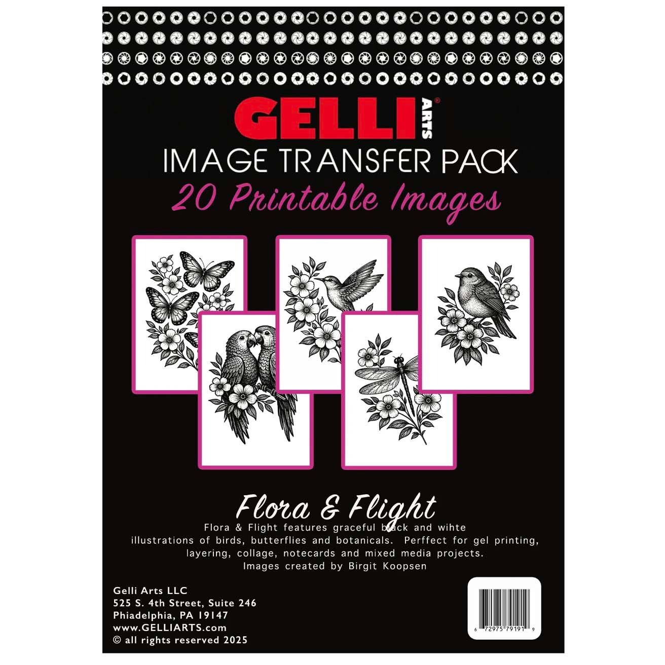 Gelli Arts Image Transfer Printables Pack Flora and Flight