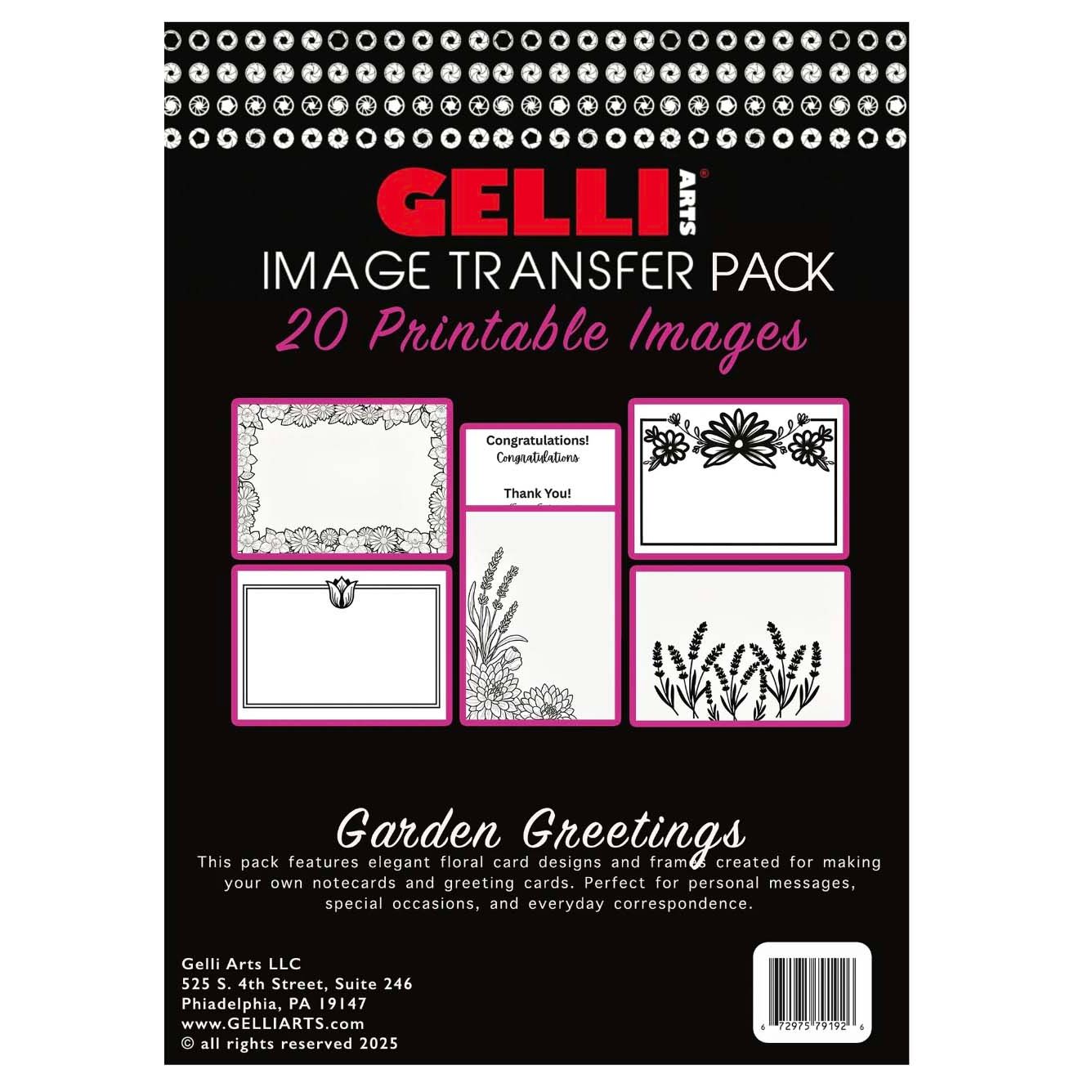 Gelli Arts Image Transfer Printables Pack Garden Greetings