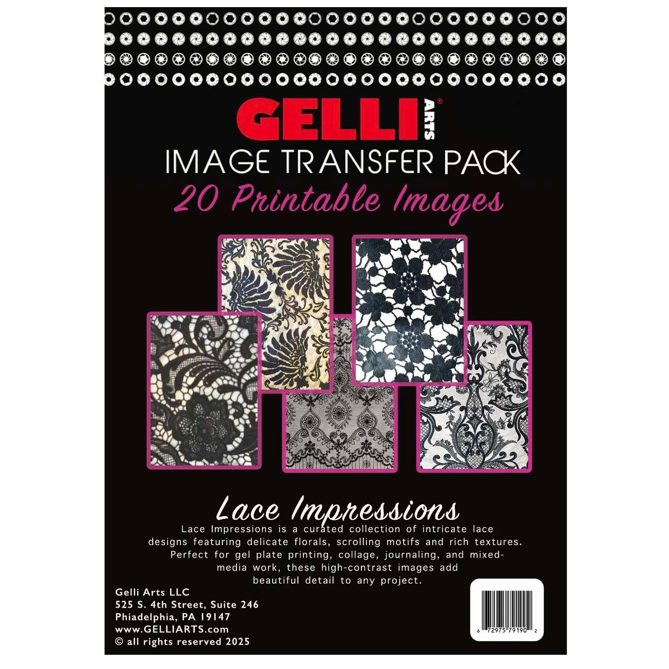 Gelli Arts Image Transfer Printables Pack Lace Impressions