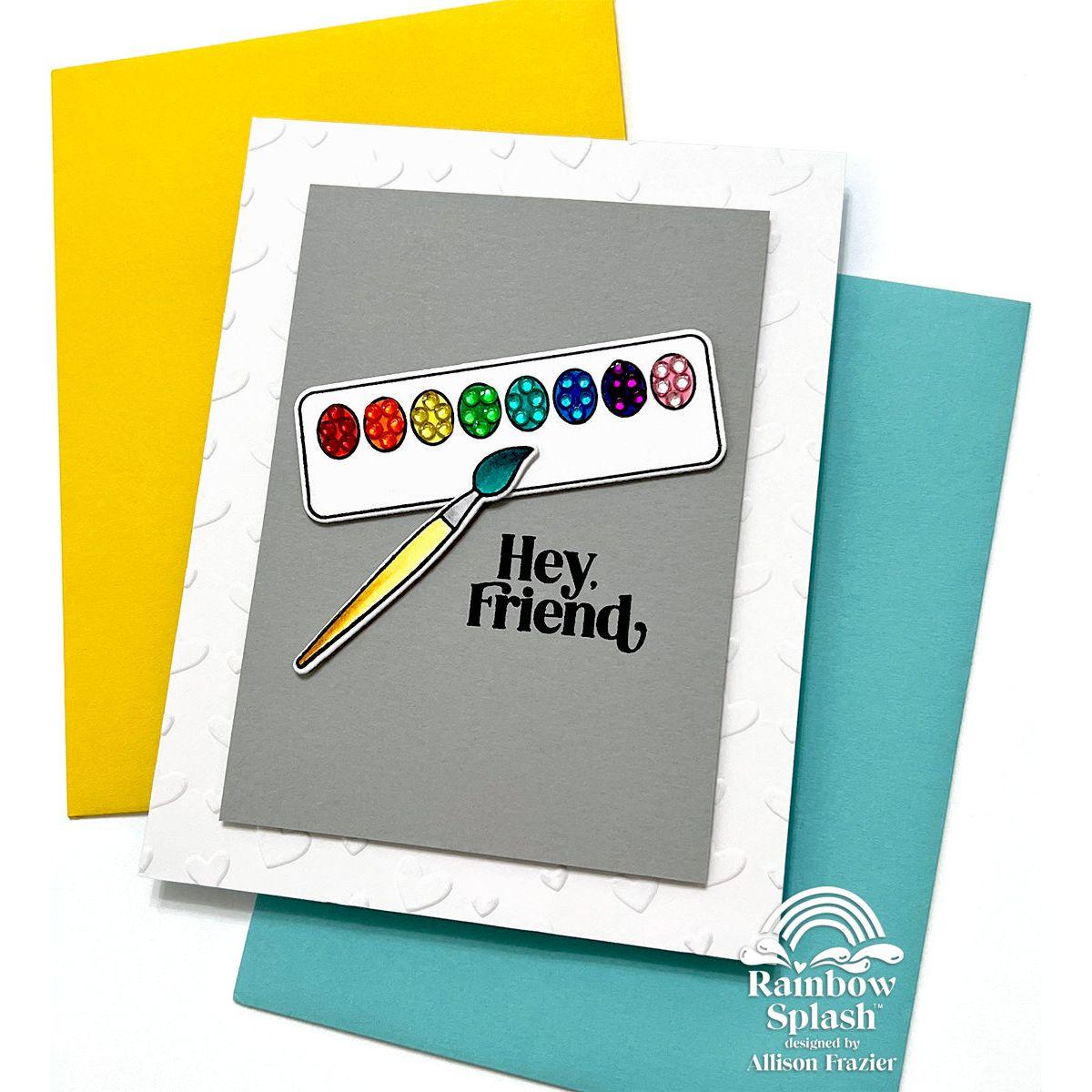 Rainbow Splash Clear Stamps Schoolhouse Messages rs102c Friend Card | color-code:ALT02