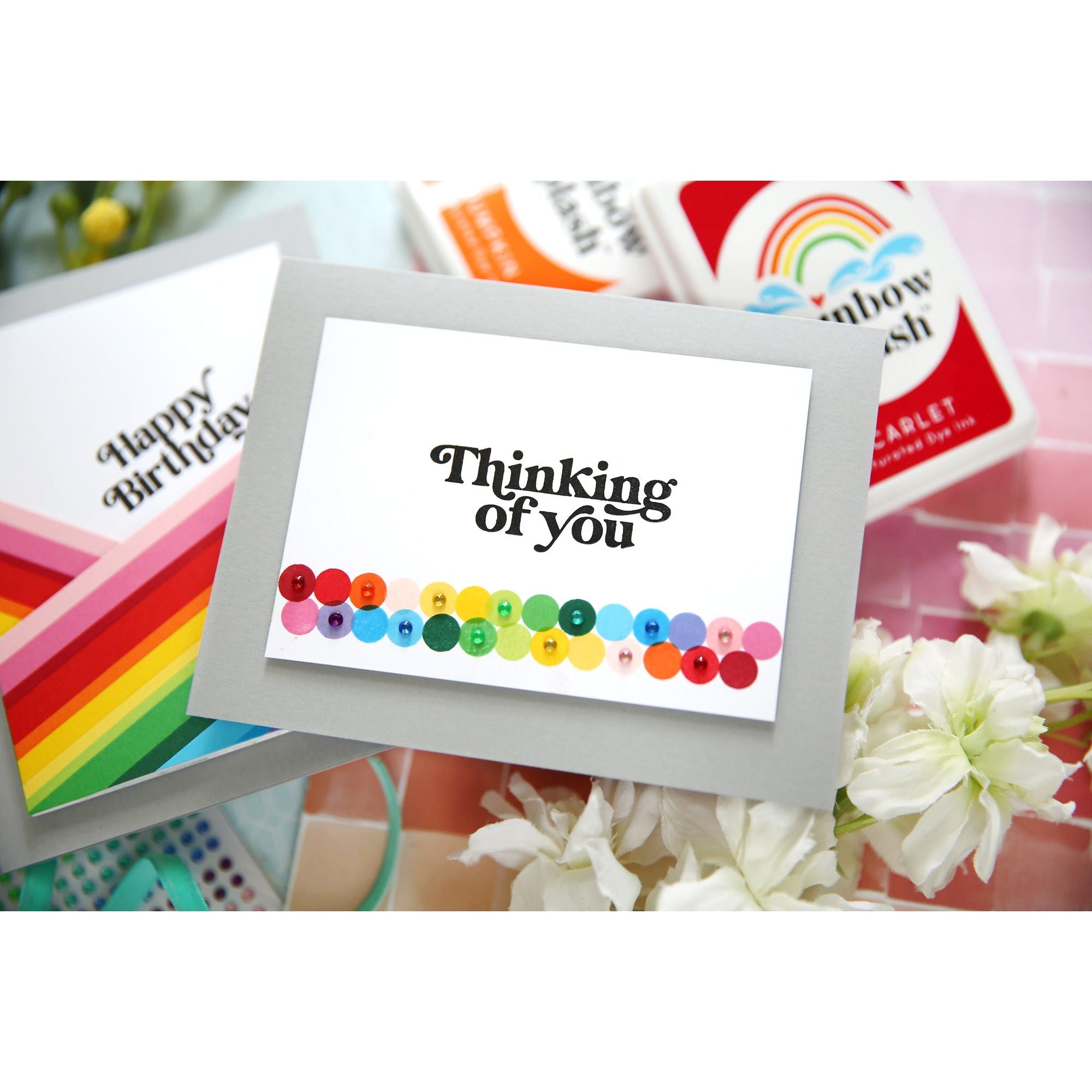 Rainbow Splash Gem Stickers rsg1 Thinking of You Card | color-code:ALT01