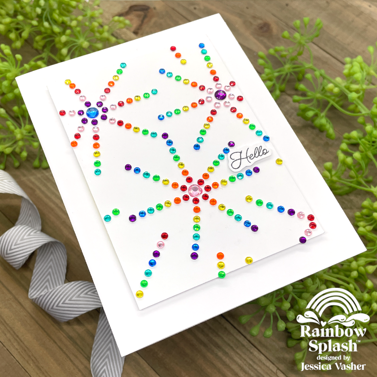 Rainbow Splash Gem Stickers rsg1 Hello Card 