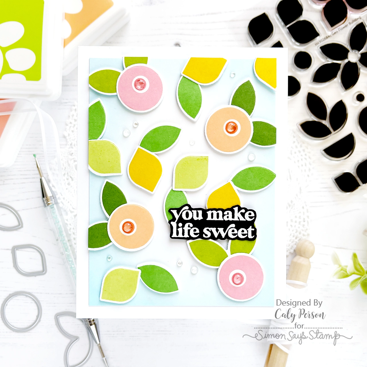 Simon Says Stamps and Dies Geo Flower Building set621gf Modern Fruit Card | color-code:ALT06