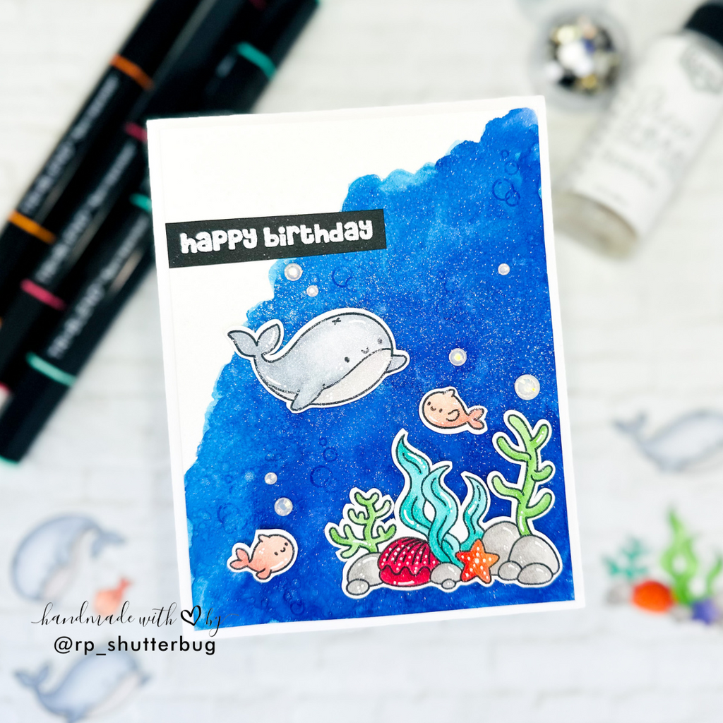 Simon Says Stamp Get Whale Soon Wafer Dies 1282sdc Rain or Shine Birthday Card