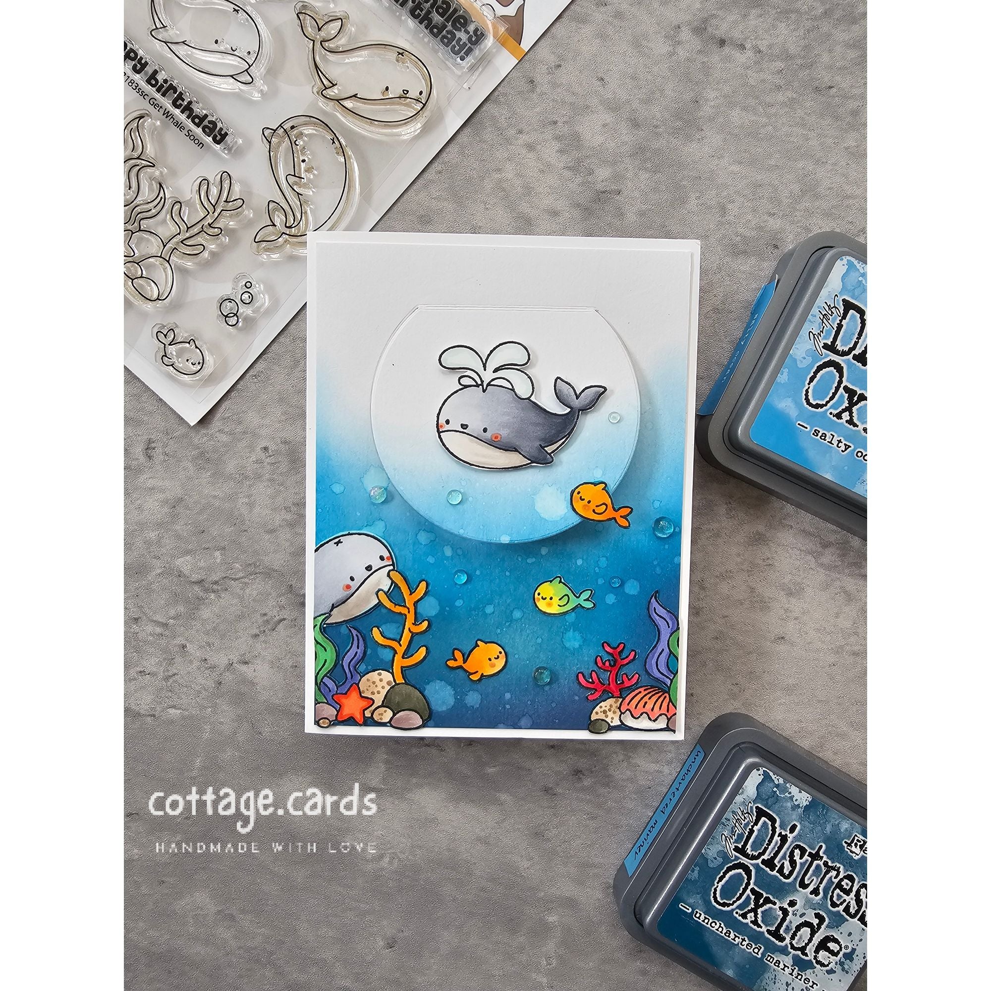 Simon Says Clear Stamps Get Whale Soon 3183ssc Rain or Shine Undersea Card