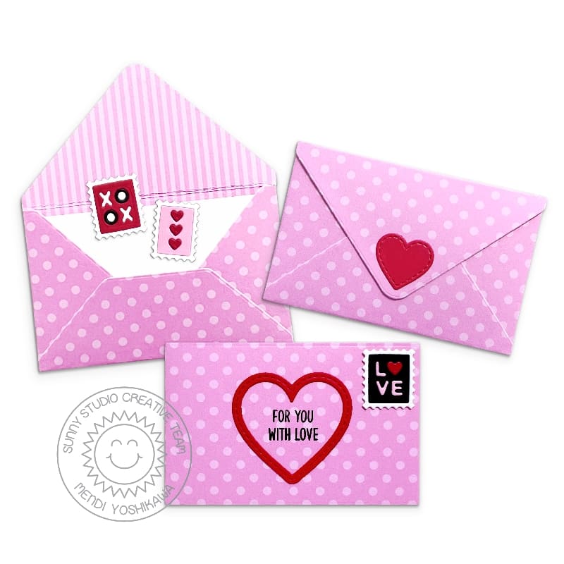 Sunny Studio Gift Card Envelope Dies ssdie-362 with love
