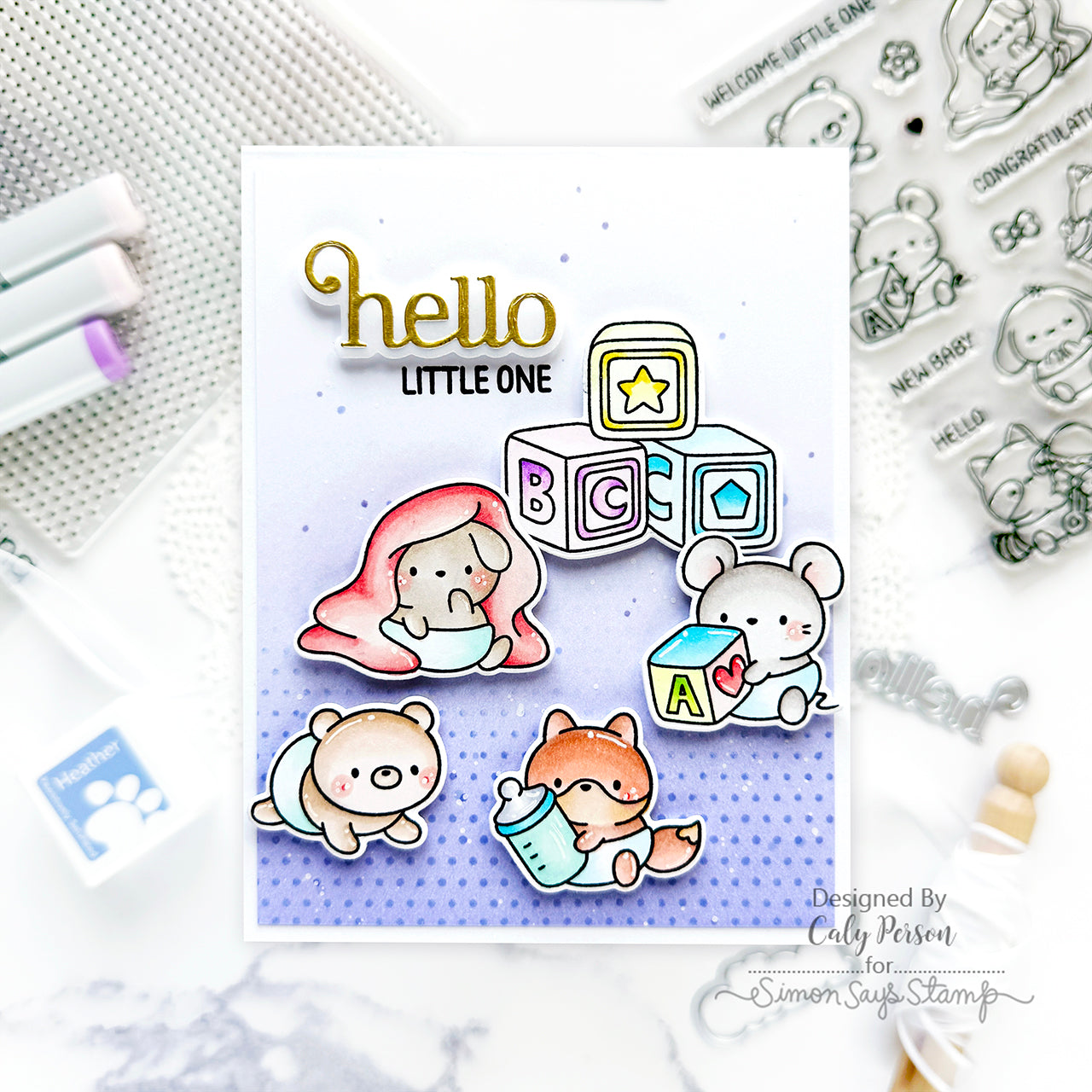 Simon Says Stamp Giggle Hello Wafer Dies s1028 Moments in Time Hello Baby Card | color-code:ALT06