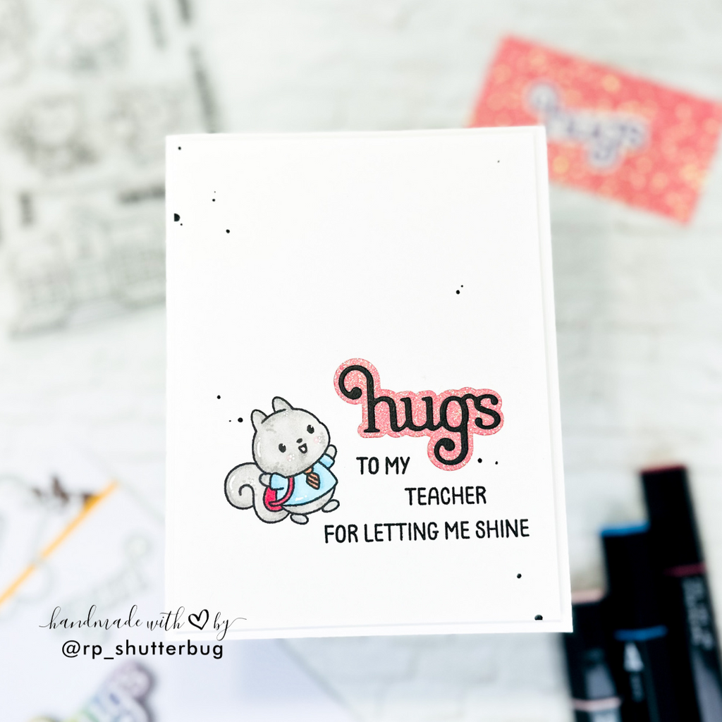 Simon Says Stamp Giggle Hugs Wafer Dies s1029 Moments in Time Teacher Card