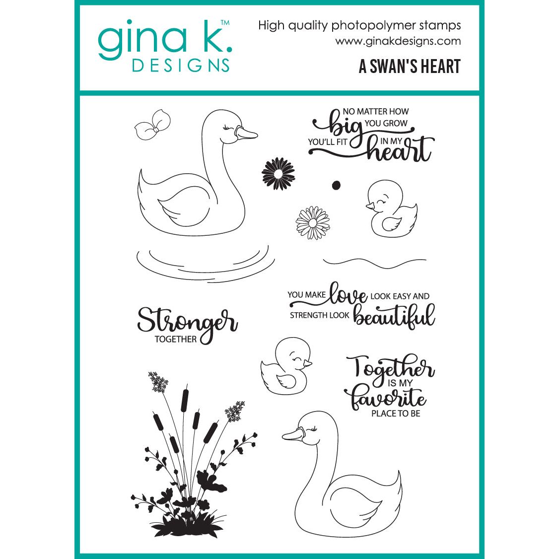 Gina K Designs A Swan's Heart Stamps dg14