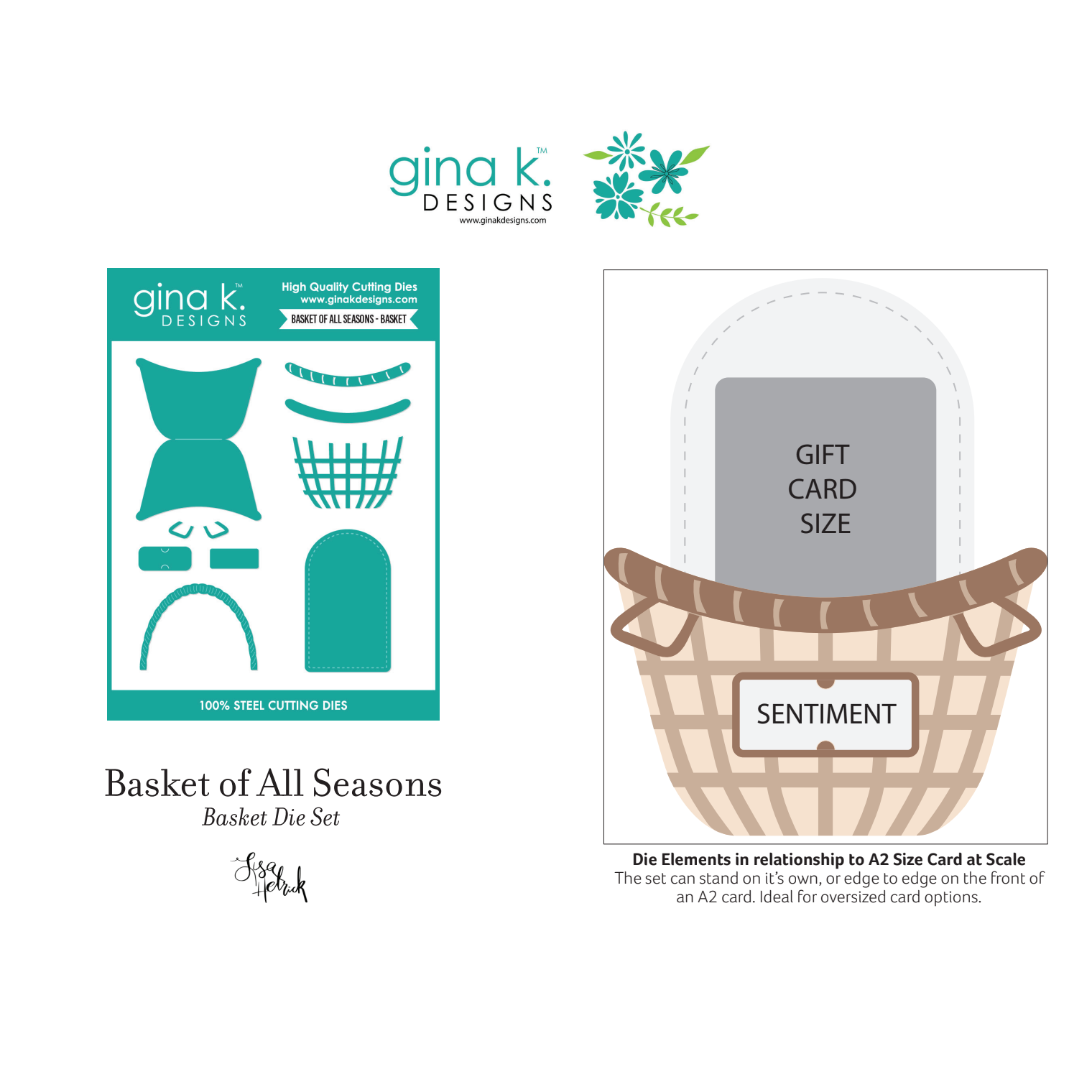 Gina K Designs Basket of All Seasons Basket Sample Showing Gift Card Placement