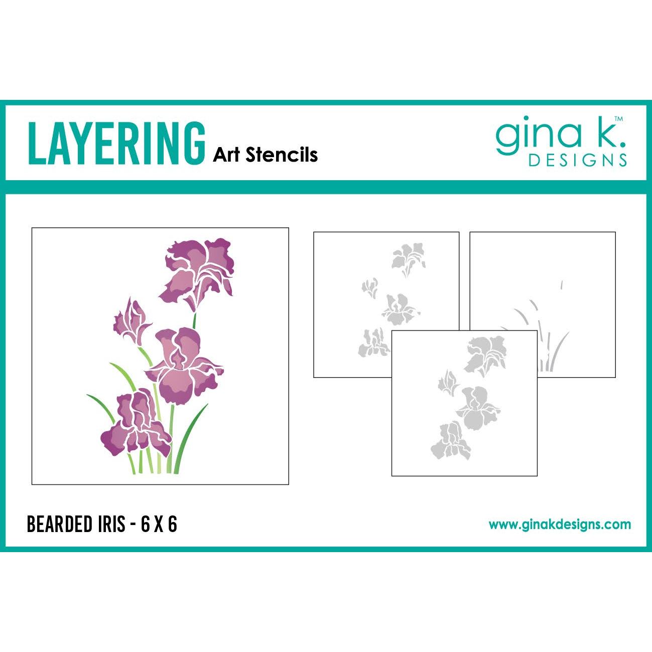 Gina K Designs Bearded Iris Layering Art Stencils gkdst131