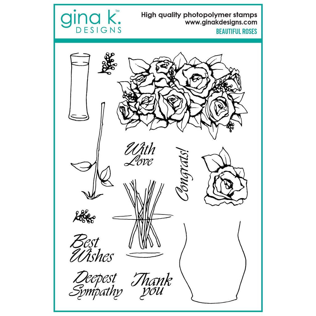 Gina K Designs Beautiful Roses Stamps mm142