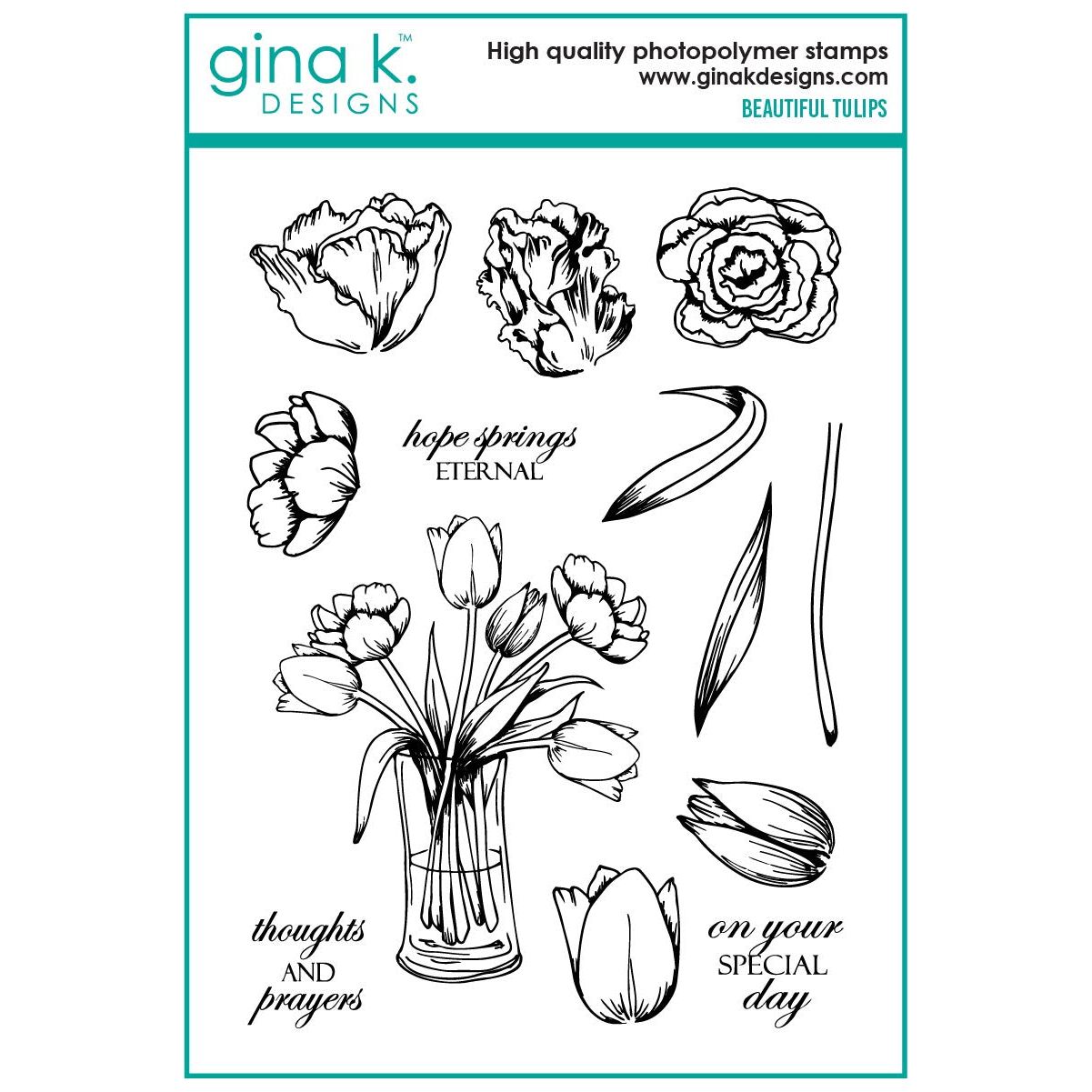 Gina K Designs Beautiful Tulips Stamps mm144