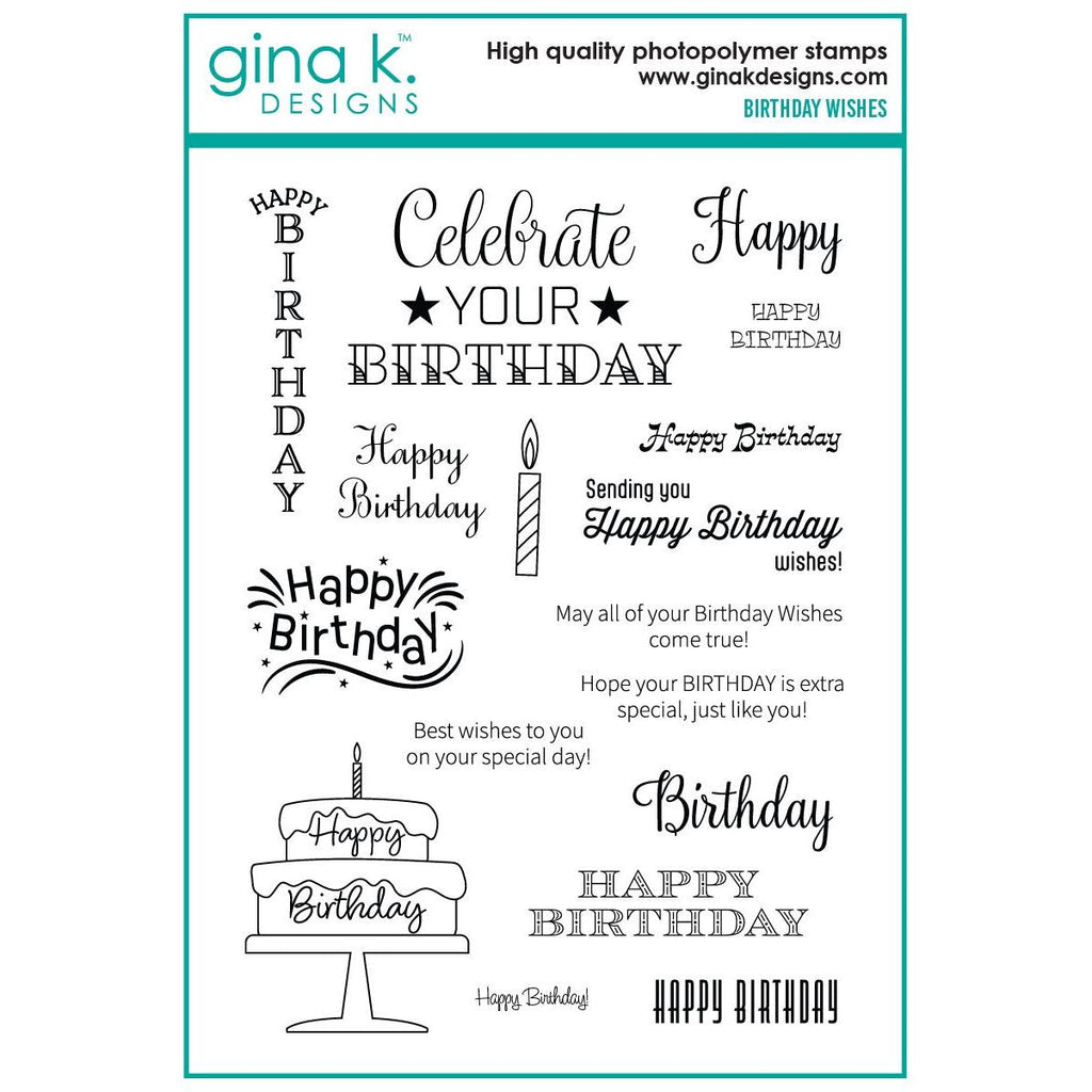 Gina K Designs Birthday Wishes Stamps and Dies dwdie0537 stamps only