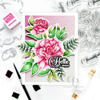 Gina K Designs Blissful Blossoms hello friend with pink flowers card