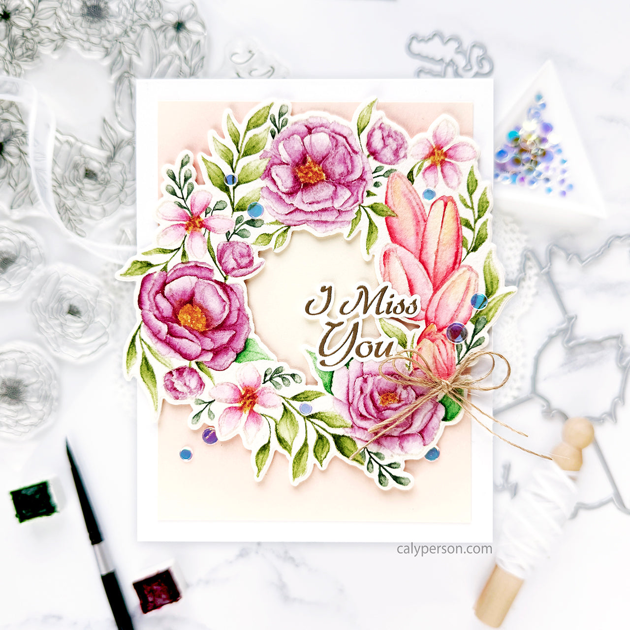 Gina K Designs Bouquet Frame Stamps and Dies Bundle hsdie0526 I Miss You